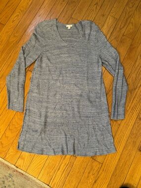 J Jill Pure‎ Jill Womens Modal Linen Tunic Top Sz L Heathered V Neck Coastal